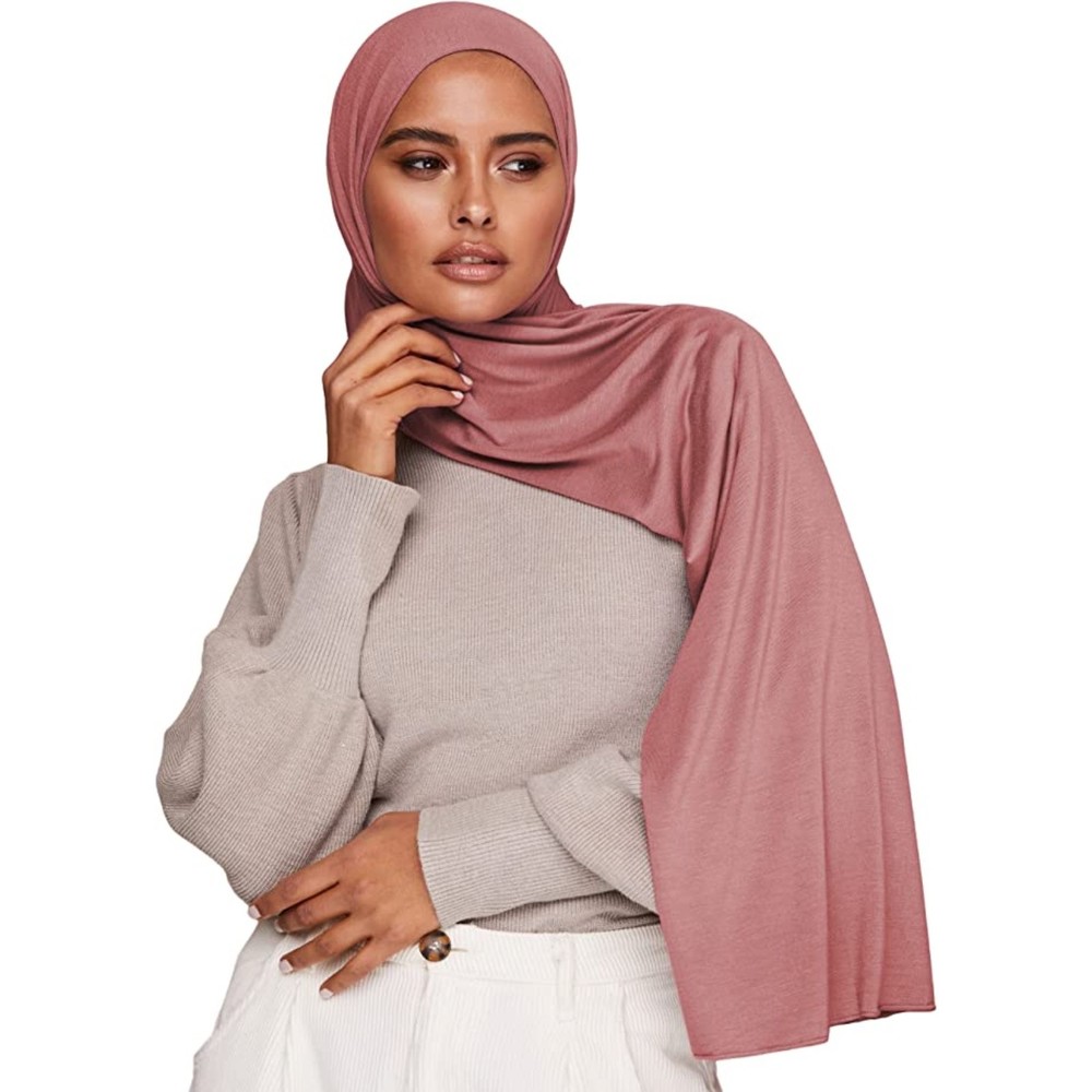 Premium Jersey Hijab for Women - Islamic Head Scarf Wrap Hijabs (Dusty Rose)